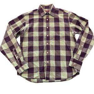 UNTUCKIT Mens Size Small Regular Fit Green and Navy Check Button Down Shirt